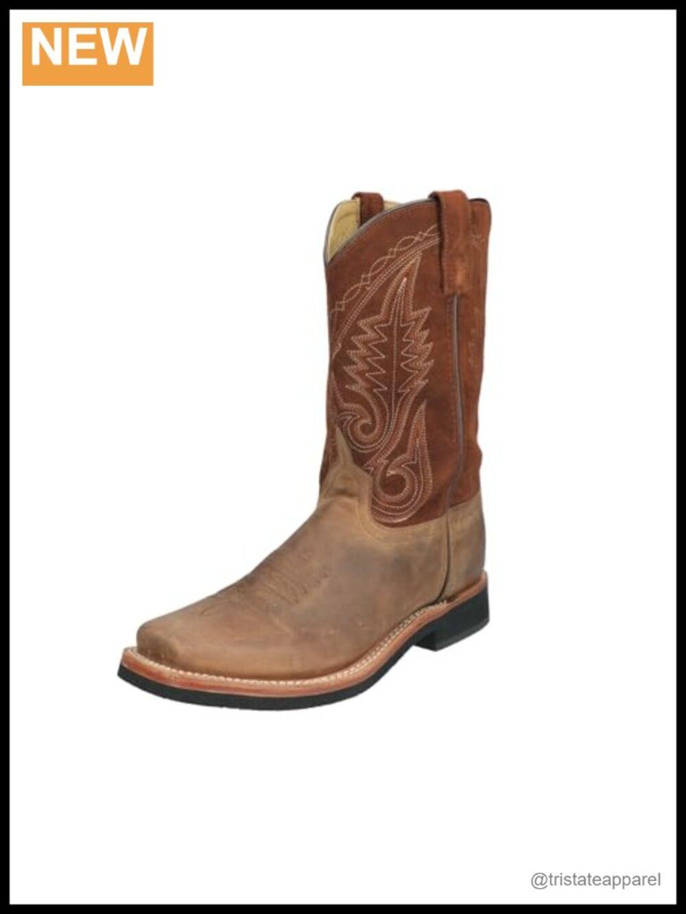 Leather Square Toe Western Boots Mid-Calf